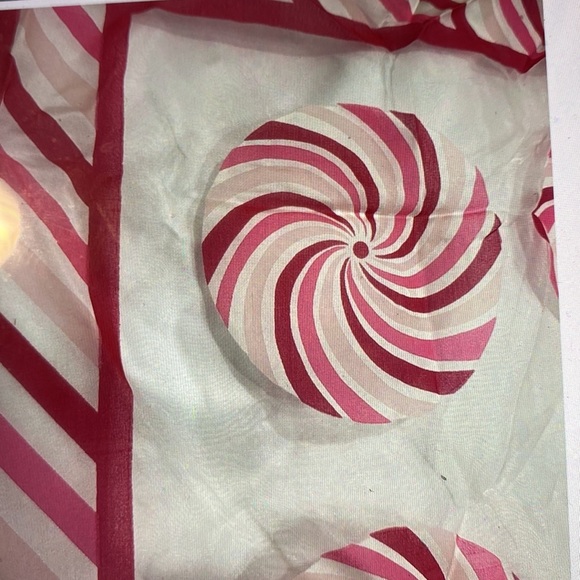 Vintage pink candy, swirls scarf, nylon, sheer - Picture 3 of 5